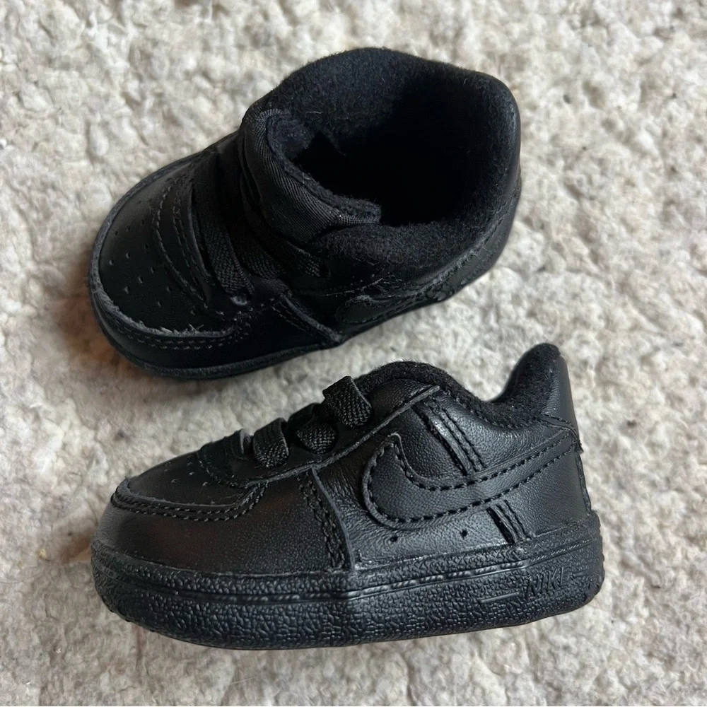 Nike Solid Black Air Force 1 Af1 Crib Style Shoes Size 1C